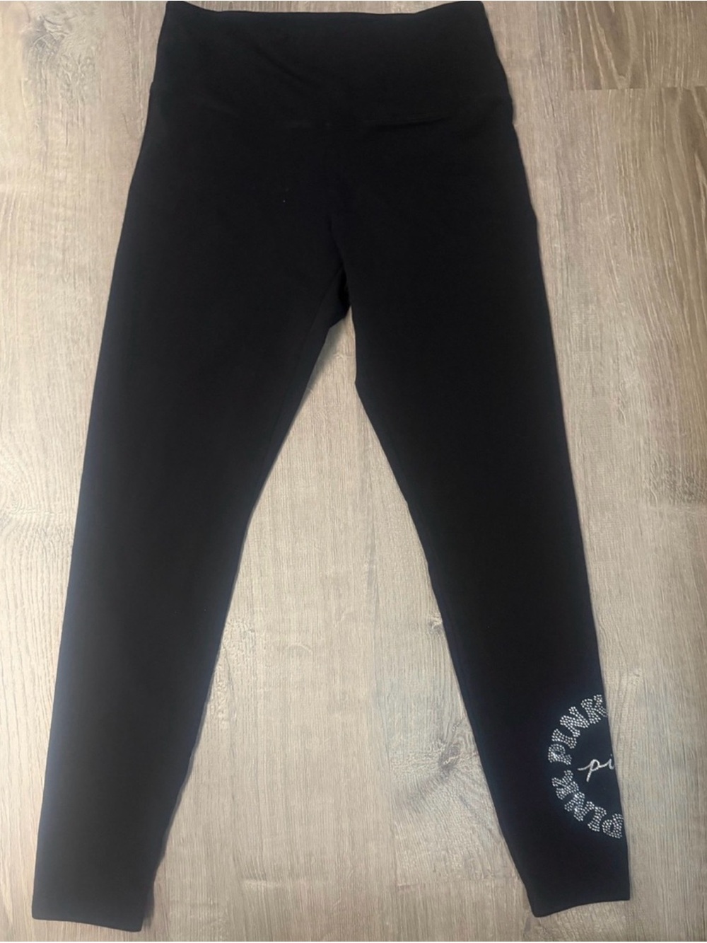 PINK Victoria's Secret Black Rhinestone Logo Leggings